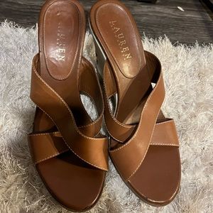 Ralph Lauren size 7.5 brown wedge sandal